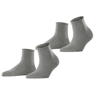 ESPRIT Dames Basic Pure 2-pack korte sokken ademend duurzaam biologisch katoen versterkte opgerolde randen zonder druk op het been effen multipack set van 2 paar, Grijs (Light Grey 3400)