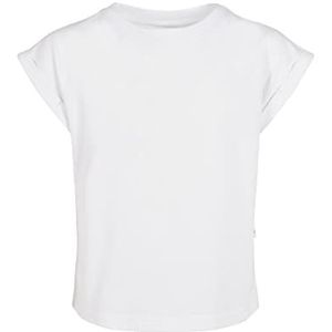Urban Classics Mädchen T-shirt van biologisch katoen met overzichtelijke school, meisjes organisch verlengd schouderstuk, in 8 kleuren verkrijgbaar, maat 110/116-158/164, Wit