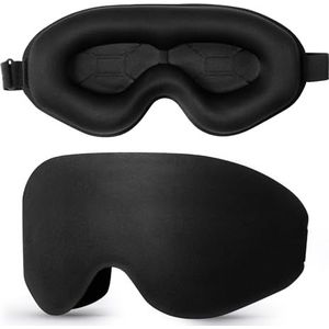 Blendura Slaapmasker, 100% ondoorzichtig, 3D, superzacht, comfortabel, verstelbare oogschelp, zwart, 3D, zwart., 3D