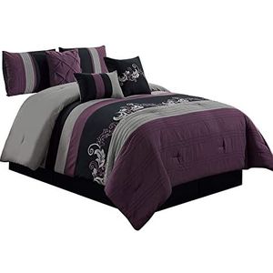 Chezmoi Collection Napa beddengoed polyester paars zwart grijs extra groot