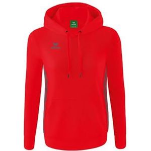 Erima Essential Team Basic Hoodie voor dames, Rood/leisteen grijs