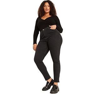 Trendyol Trendyol Dames Plus Size Hoge Taille Skinny Fit Jeans Grote Maat Damesbroek (1 stuk), Antraciet