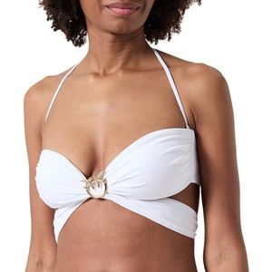 Pinko Amaryllis Top Bikini Tecno Jersey avec Anella Oiseaux Partie Supérieure Femme, Z04_blanc brillant, M