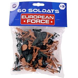 EUROPEAN FORCE - 60 kleine soldaten – soldaten – 080227 – kaki – kunststof – militair – speelgoed voor kinderen – miniatuur – 3,5 cm x 3,5 cm – vanaf 3 jaar
