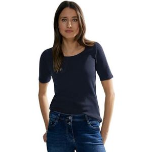 Cecil B317515 Basic T-shirt voor dames, katoen, 1 stuk, Universeel blauw