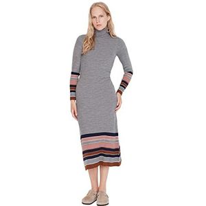 TRENDYOL Klassieke tricojurk voor dames, antraciet, S, Antraciet