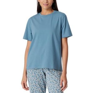 Schiesser T-shirt de nuit à manches courtes pour femme en coton mélangé + relax, Gris bleu_179267, 44
