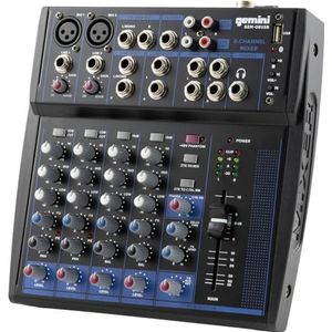 Gemini Sound GEM-08USB – compact analoog mengpaneel met 8 kanalen, inclusief 2 microfoonkanalen, EQ band 3, USB-weergave van USB-apparaten en Bluetooth-streaming