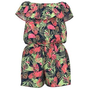 NAME IT Nkfvinaya Ss Fffff Noos Jumpsuit voor meisjes, Donkere saffier/print: tropisch