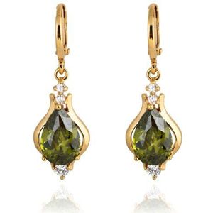 Yazilind sieraden uniek ontwerp goud gevuld groene kristal traan inleg swing oorbellen, kristal, kristal, Kristal Lak Kristal, Kristal