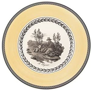 Villeroy & Boch Audun Chasse ontbijtbord 22 cm van hoogwaardig porselein, wit/grijs/geel