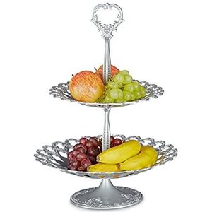 Relaxdays etagère - metaal - serveerschaal - buffetstandaard - fruit of hapjes -kleurkeuze - zilver