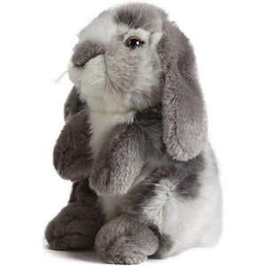 Pluche grijze konijn knuffel 19 cm - Knuffeldieren - Huisdieren knuffels - Speelgoed voor kind