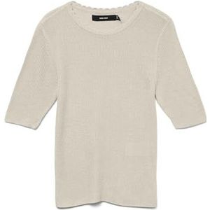 Vero Moda Vmnewlexsun Scallop Pull à col rond 2/4 Ga, Bouleau, S