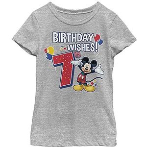 Disney Mickey & Friends 7th Birthday Wishes Girls T-shirt, grijs gemêleerd, Athletic XS, Athletic grijs gemêleerd
