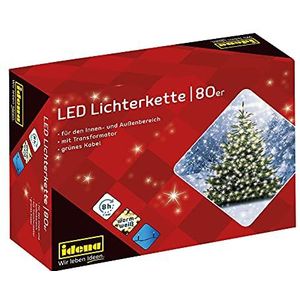 Idena 8325058 LED-lichtketting met 80 LEDs, in Warm Wit, 8 uur timerfunctie, Binnen en Buiten, ca. 15,9 m Lang