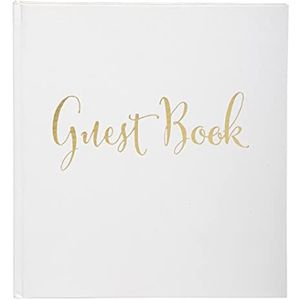EXACOMPTA - Ref. 47235Z - 1 gastenboek klassiek wit Engels - vierkant formaat 21 x 19 cm - van karton bekleed met gecoat papier - goudschijf - 140 effen witte pagina's - kleur: wit