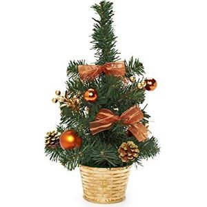 Heitmann Deco Kerstboom ornament kleine kunstkerstboom met sieraden - goud koper - kunststof boom