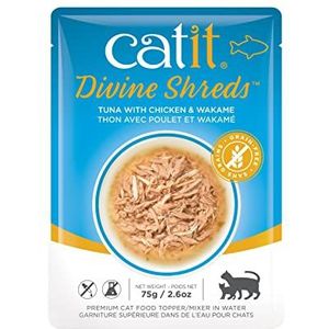 Catit Divine Shreds Droogvoer Voor Katten Met Tonijn En Kip En Wakame, 75 g, 1 Units