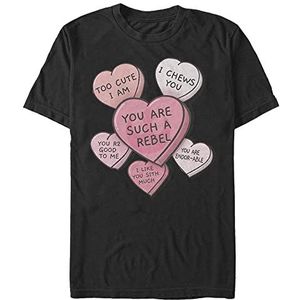 Star Wars Candy Hearts Organic T-shirt, uniseks, korte mouwen, zwart, S, SCHWARZ