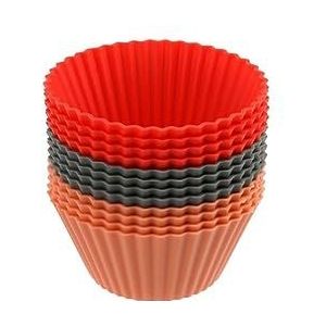 Dr. Oetker 1263 siliconenvorm muffin, siliconen, rood, grijs, lichtrood