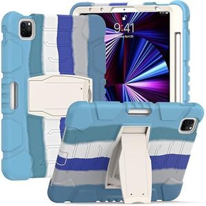 Étui pour iPad Pro 9.7 avec support, durable, hybride, résistant aux chocs, trois couches, étui de protection en silicone pour tablette d'enfant (bleu clair)