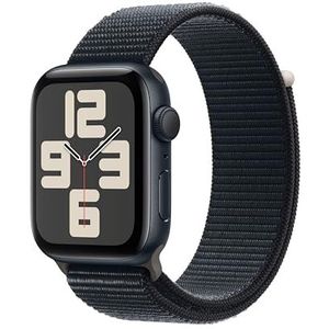 Apple Watch SE (2e generatie, 2023) (44 mm GPS) Smartwatch met aluminium behuizing en sportgesp middernacht Fitnesstracker, slaaptracker, ongevallenherkenning, koolstofneutraal