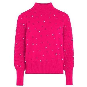 Nascita Dames Mode Halve Kralen Coltrui en Design Design Polyester Roze Maat M/L Sweater, M, Roze, M, Roze