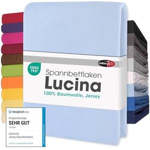 CelinaTex Lucina Hoeslaken, katoen, 90 x 200 - 100 x 200 cm, waterblauw
