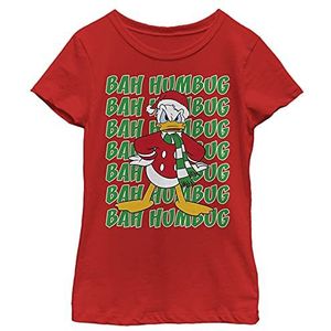 Disney Donald Duck Bah Humbug Christmas Text Stack Girls T-shirt, rood, XS, Rood