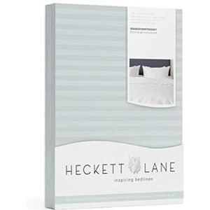 Heckett Lane Uni Stripe overtrek, 100% katoen, satijn, krijtblauw, 200 x 220 cm, 1.0 stuks