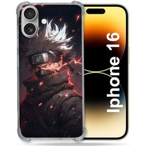 Cokitec Versterkt hoesje voor Apple Iphone 16 Manga Naruto Kakashi Dark