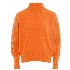 myMo Dames vintage gebreide trui met halve kraag en rolkraag polyester oranje maat M/L trui sweater, medium, oranje, M, Oranje