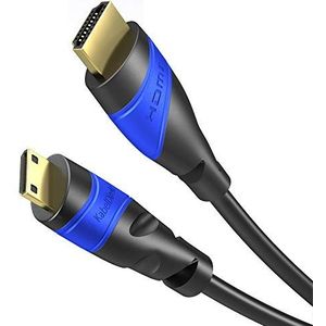 KabelDirekt - Mini HDMI-kabel met onbreekbaar design – 1,5 m (HDMI naar Mini HDMI, bidirectioneel, 4K @60Hz voor Ultra HD, HDMI 2.0/1.4, High Speed met ethernet, tablets/camera's/camcorders, zwart)