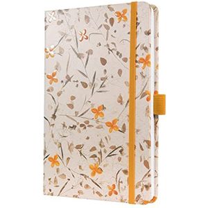 SIGEL Jn341 Jolie notitieboek, bloeigeel, gelinieerd, 13,5 x 20,3 cm, hardcover, 174 pagina's, oranje, groen