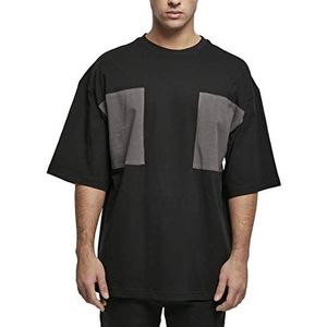 Urban Classics Big Double Pocket T-shirt voor heren, met 2 borstzakken, in zwart of wit, maten S tot 5XL, zwart/asfalt