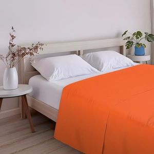 ECOMMERC3 Extra zacht en comfortabel bovenlaken voor bedden van 160 cm, oranje, gemaakt in Spanje, ademend, onderhoudsvriendelijk