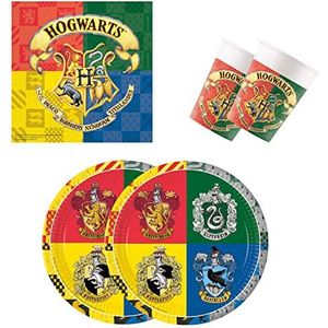 Procos 10137422 - Partyset S Harry Potter - Hogwarts - 52 stuks - 16 borden, 16 bekers, 20 servetten - wegwerpservies - tafeldecoratie