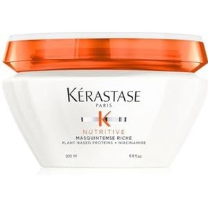 Kérastase Nutritive, Masquintense Riche, Rijk Voedend Haarmasker, Intens Voedend en Hydraterend, Met Niacinamide, Voor Zeer Droog Medium tot Dik Haar, 200 ml