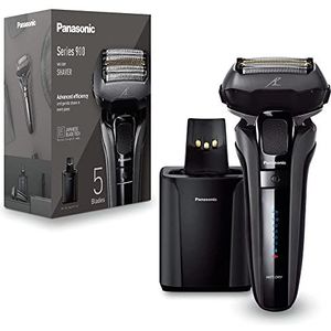 Panasonic ES-LV9U-K803 Scheerapparaat, serie 900, 5 messen, nat en droog, 5 accessoires, 50 minuten looptijd, 1 uur oplaadtijd, lineaire motor en baardsensor, 20D Multi-Flex kop, zwart