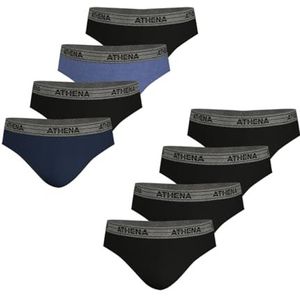 ATHENA Basic Cotton 8a71 boxershorts voor heren, 8 stuks, blauw / zwart / blauw gemêleerd / zwart / zwart / zwart / zwart, XL