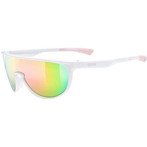 uvex Sportstyle 515 Sportbril voor kinderen, sterke bescherming tegen zonlicht, drukvrije pasvorm en perfecte pasvorm, mat wit/spiegelroze, eenheidsmaat