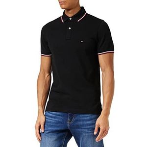 Tommy Hilfiger Tommy Slim Poloshirt voor heren, met biezen, zwart.