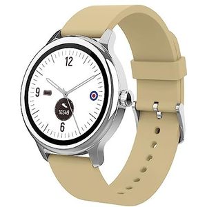 SMARTY2.0 - Smartwatch SW063C – kleur beige – spraakassistent, bluetooth-oproepen, 22 sportmodi, hartslagmeter – siliconen armband