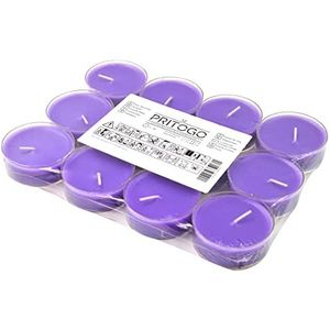 Pritogo Maxi 12 stuks paarse geurkaarsen - lavendel - plastic etui - brandduur 4 uur - XXL theelichtjes - diameter 5,8 x 2,3 cm