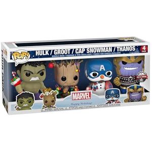 Funko Pop! Marvel: Vakantie, Hulk, Groot, Captain America Snowman and Thanos, set van 4 Marvel Comics vinyl figuren om te verzamelen, cadeau-idee, officieel product, kinderspeelgoed en