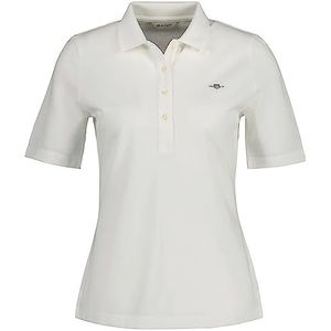 GANT Slim Shield Ss Piqué Poloshirt voor dames, Eierschaal