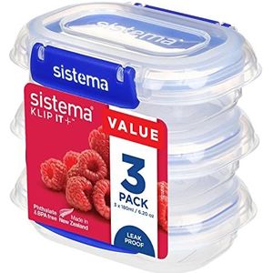 Sistema Klip It + rechthoekige vershouddoos - set van 3 - 3x180ml