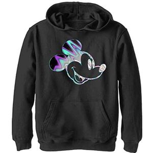 Disney Classic Mickey-Neon Slick Mick Hoodie Sweatshirt met capuchon voor jongens, zwart, 7 jaar, zwart.