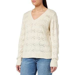 Pieces Pcbibbi Ls V-hals Knit Noos BC Sweater Dames, Grijs Whitecap, L, wit pet, grijs